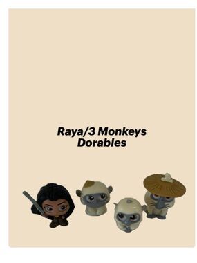 Disney Raya Dorables Figure Set - Black, Cream, Brown